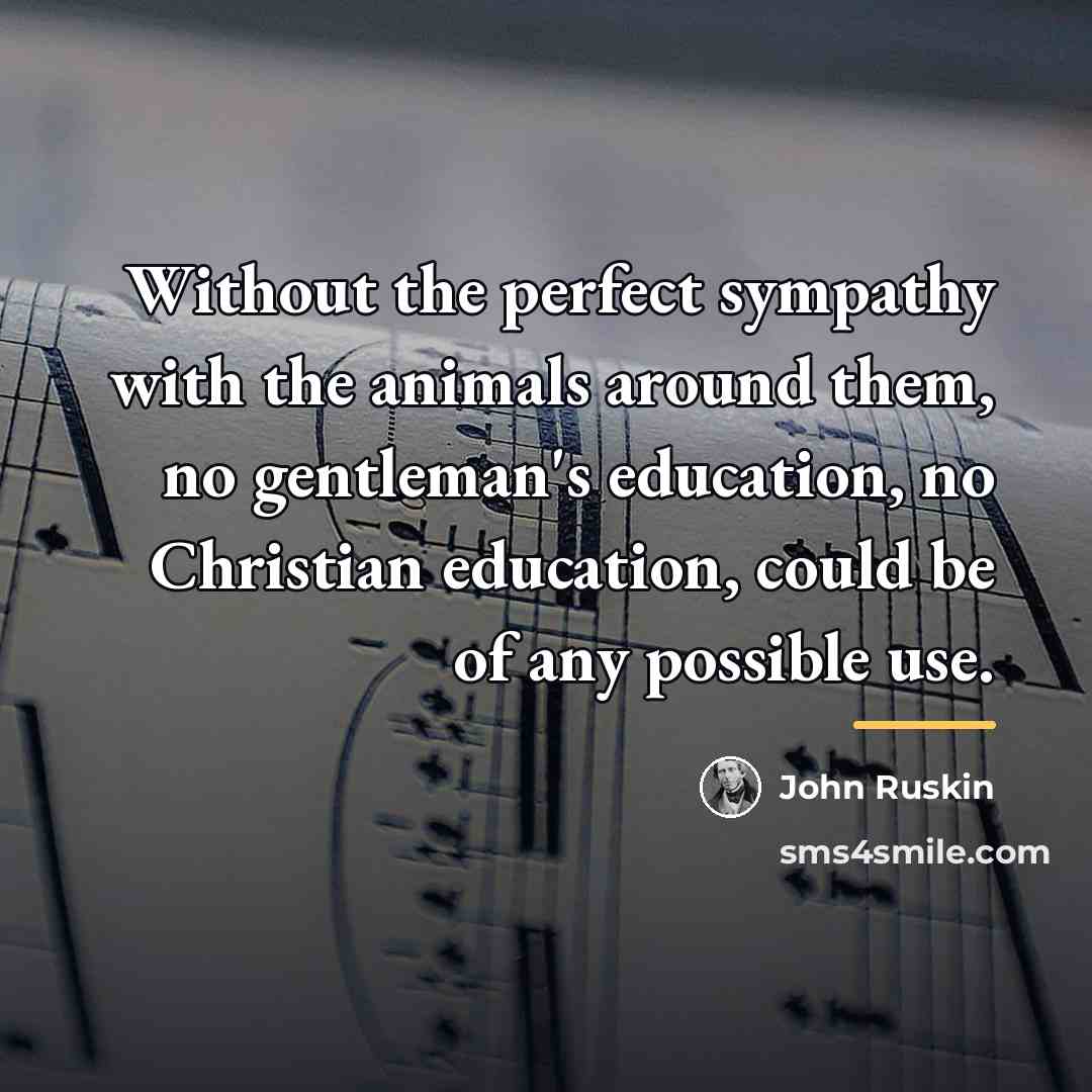 “Without the perfect sympathy with the animals around them, no…” quote by John Ruskin