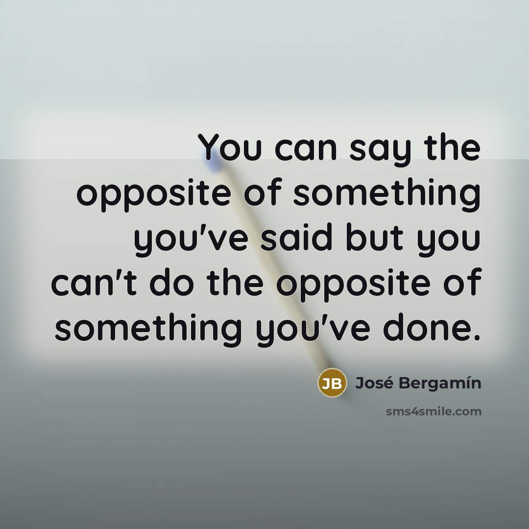 “You can say the opposite of something you've said but…” quote by Jose Bergamin