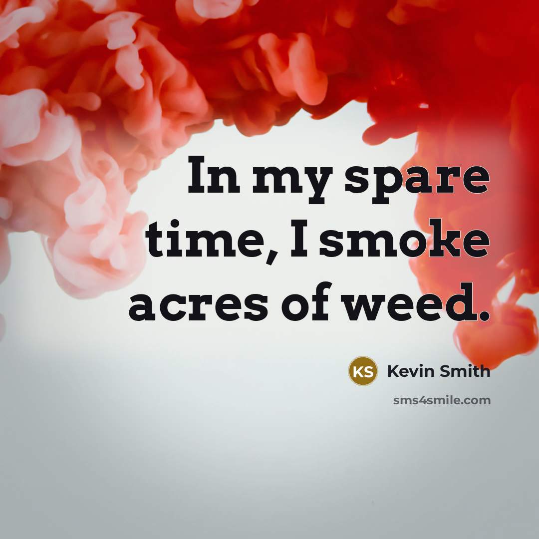 “In my spare time, I smoke acres of weed.…” quote by Kevin Smith