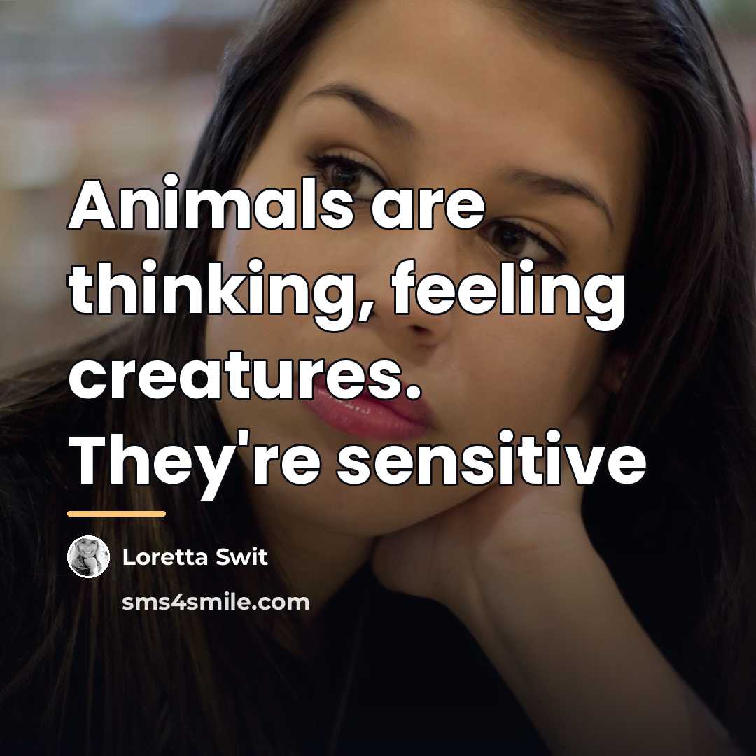 “Animals are thinking, feeling creatures. They're sensitive…” quote by Loretta Swit