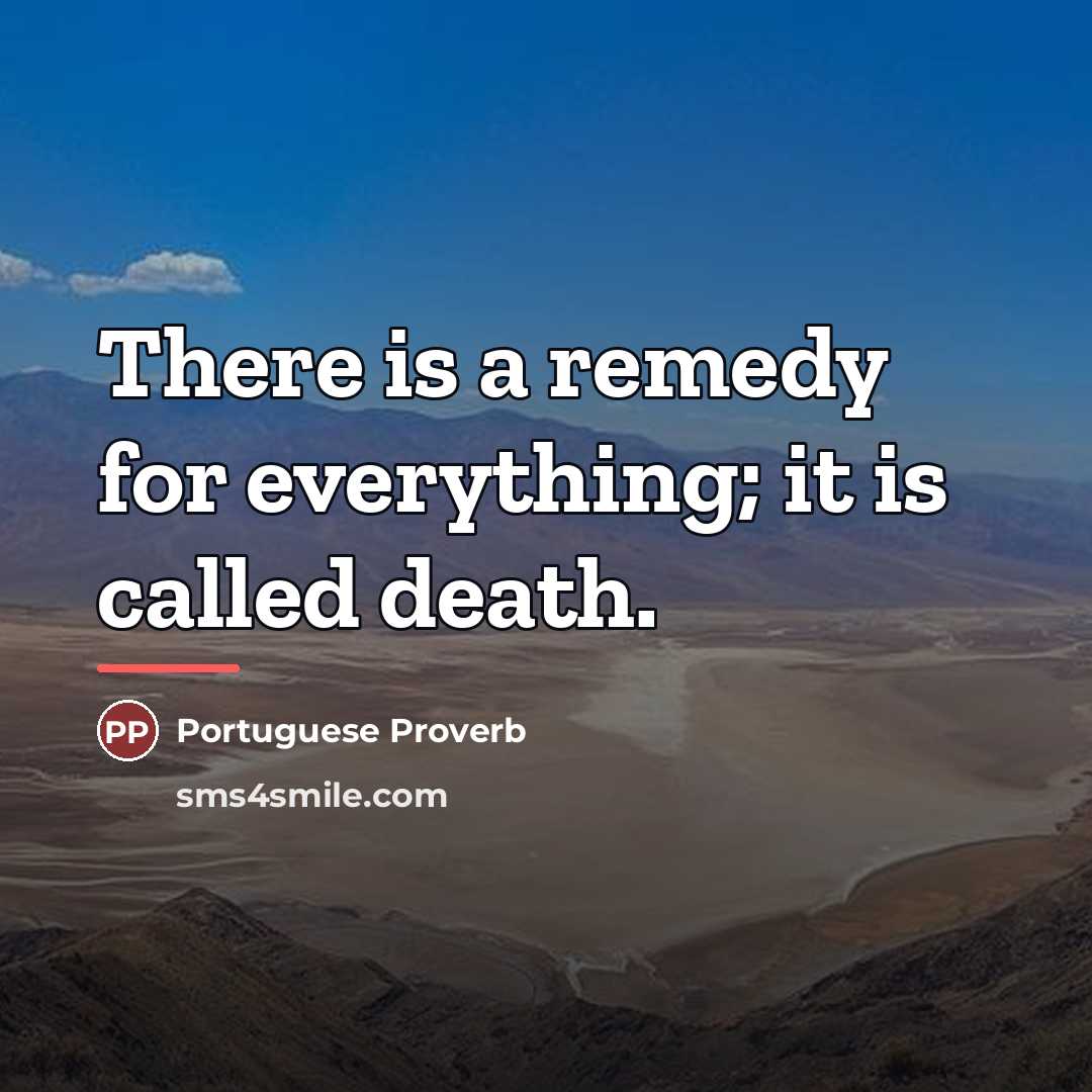 “There is a remedy for everything; it is called death.…” quote by Portuguese Proverb