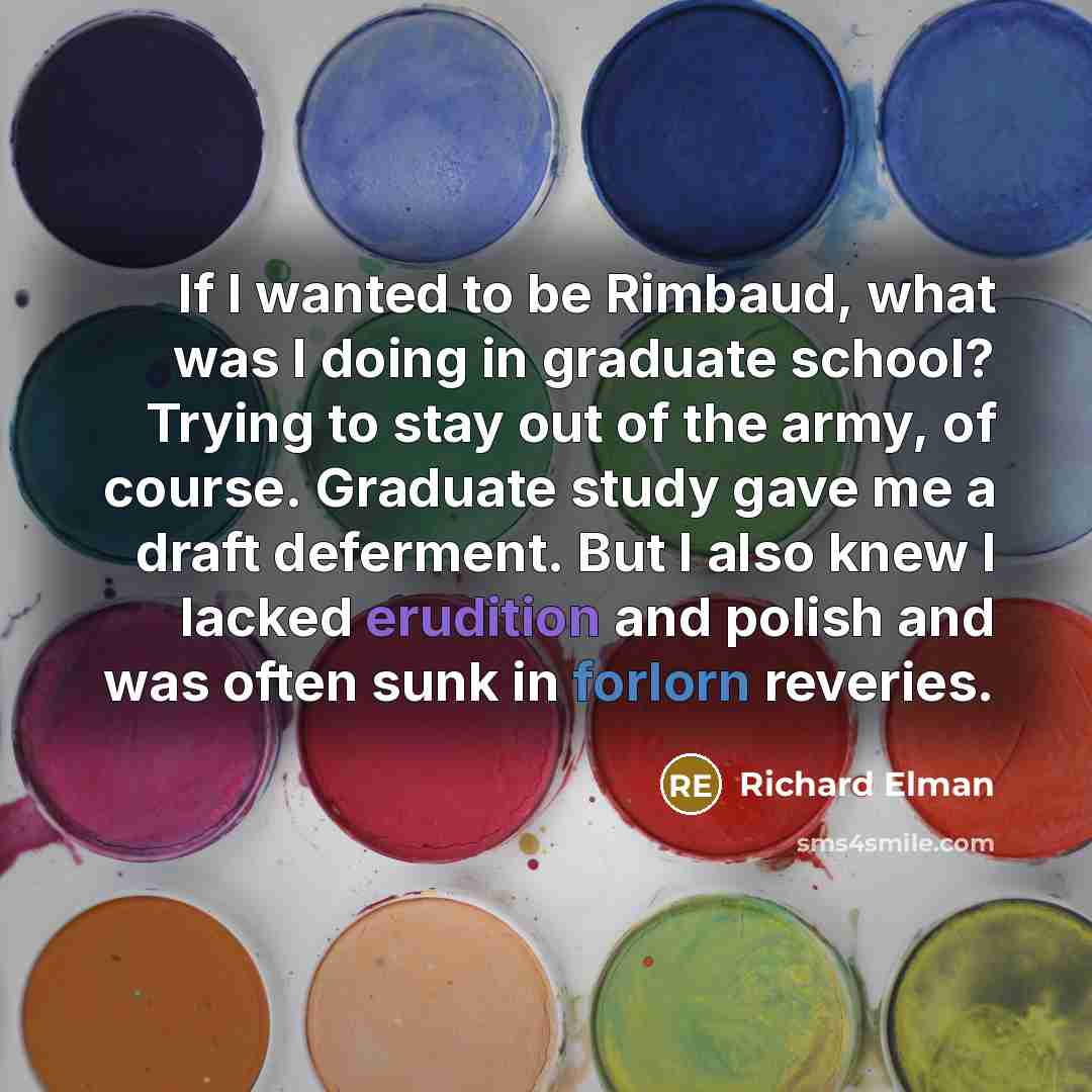 “If I wanted to be Rimbaud, what was I doing…” quote by Richard Elman