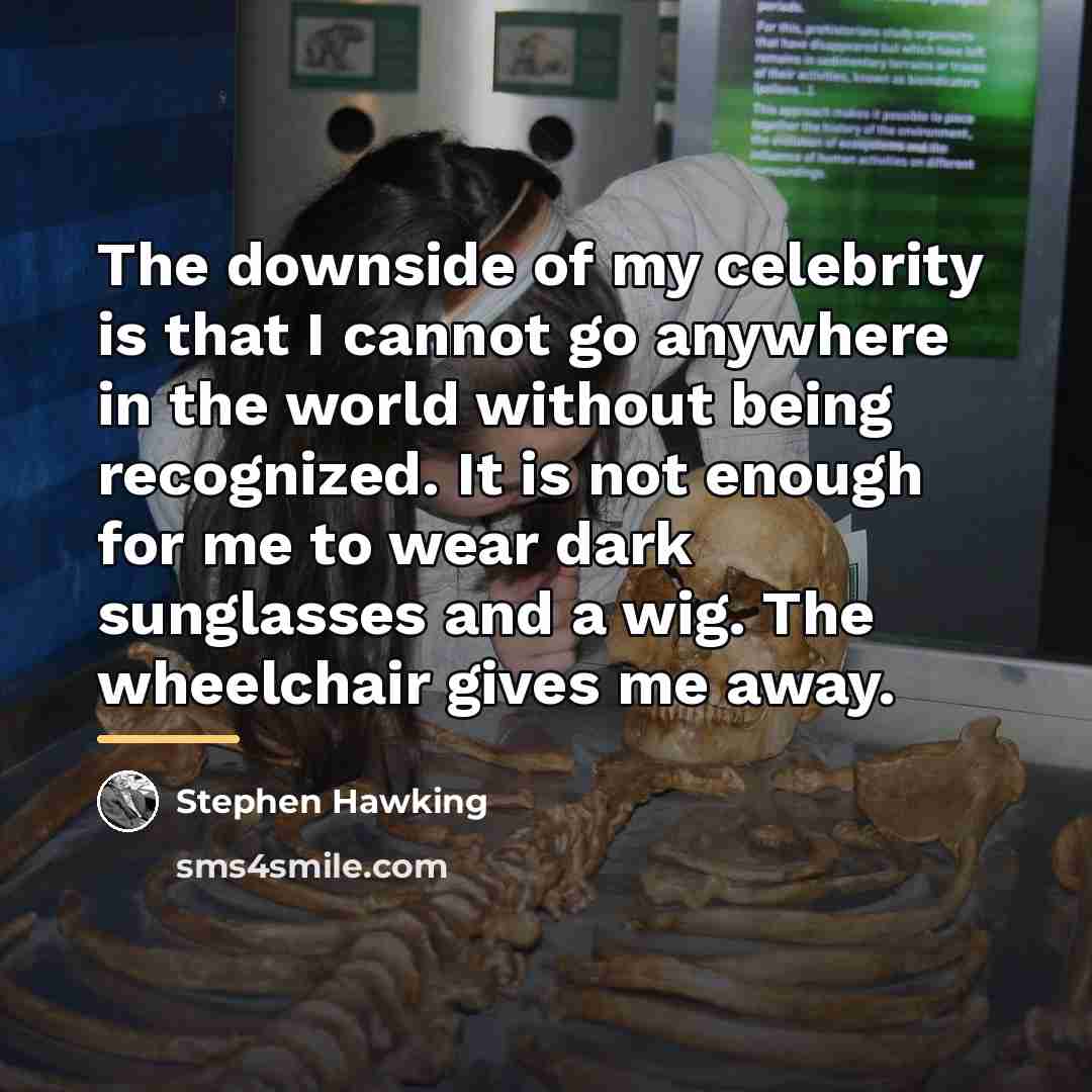 “The downside of my celebrity is that I cannot go…” quote by Stephen Hawking