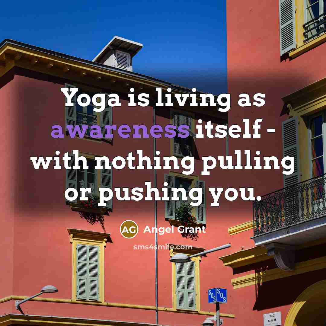 “Yoga is living as awareness itself - with nothing pulling…” quote by Angel Grant