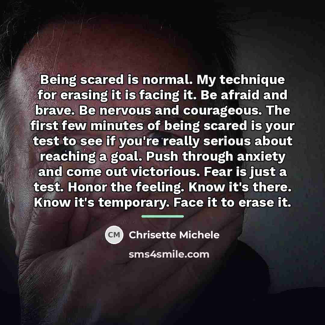 “Being scared is normal. My technique for erasing it is…” quote by Chrisette Michele