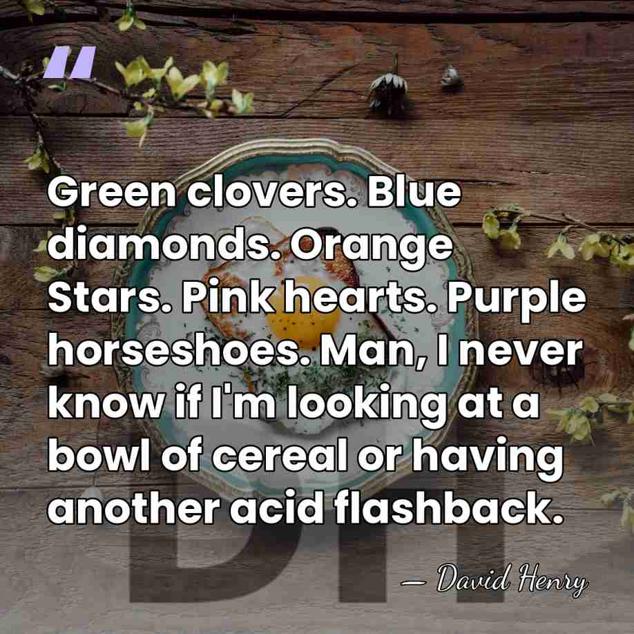 Green clovers. Blue diamonds. Orange Stars. Pink hearts. Purple horseshoes. Man, I&hellip; - David Henry