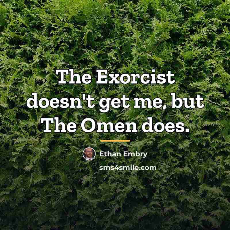 “The Exorcist doesn't get me, but The Omen does.…” quote by Ethan Embry
