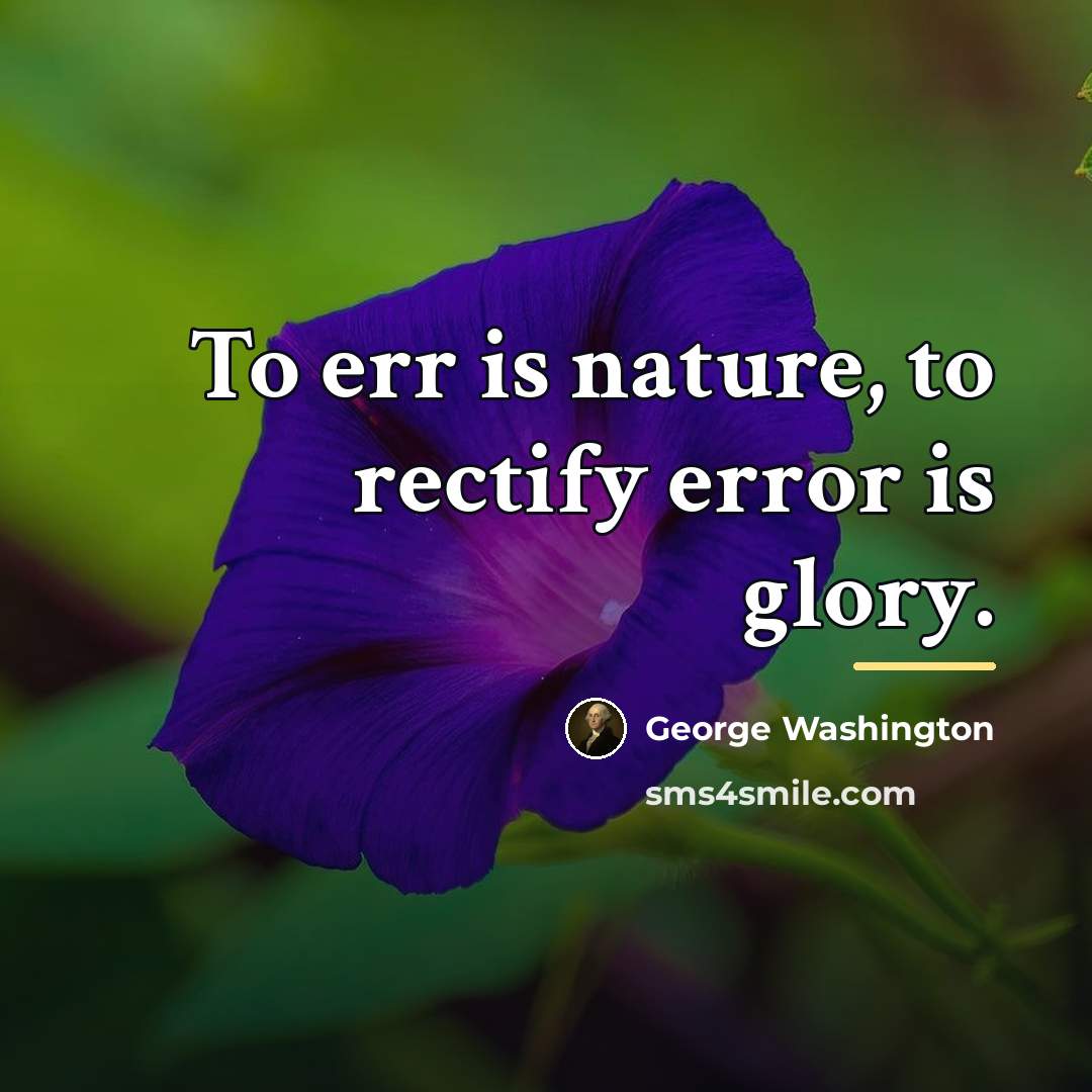 “To err is nature, to rectify error is glory.…” quote by George Washington