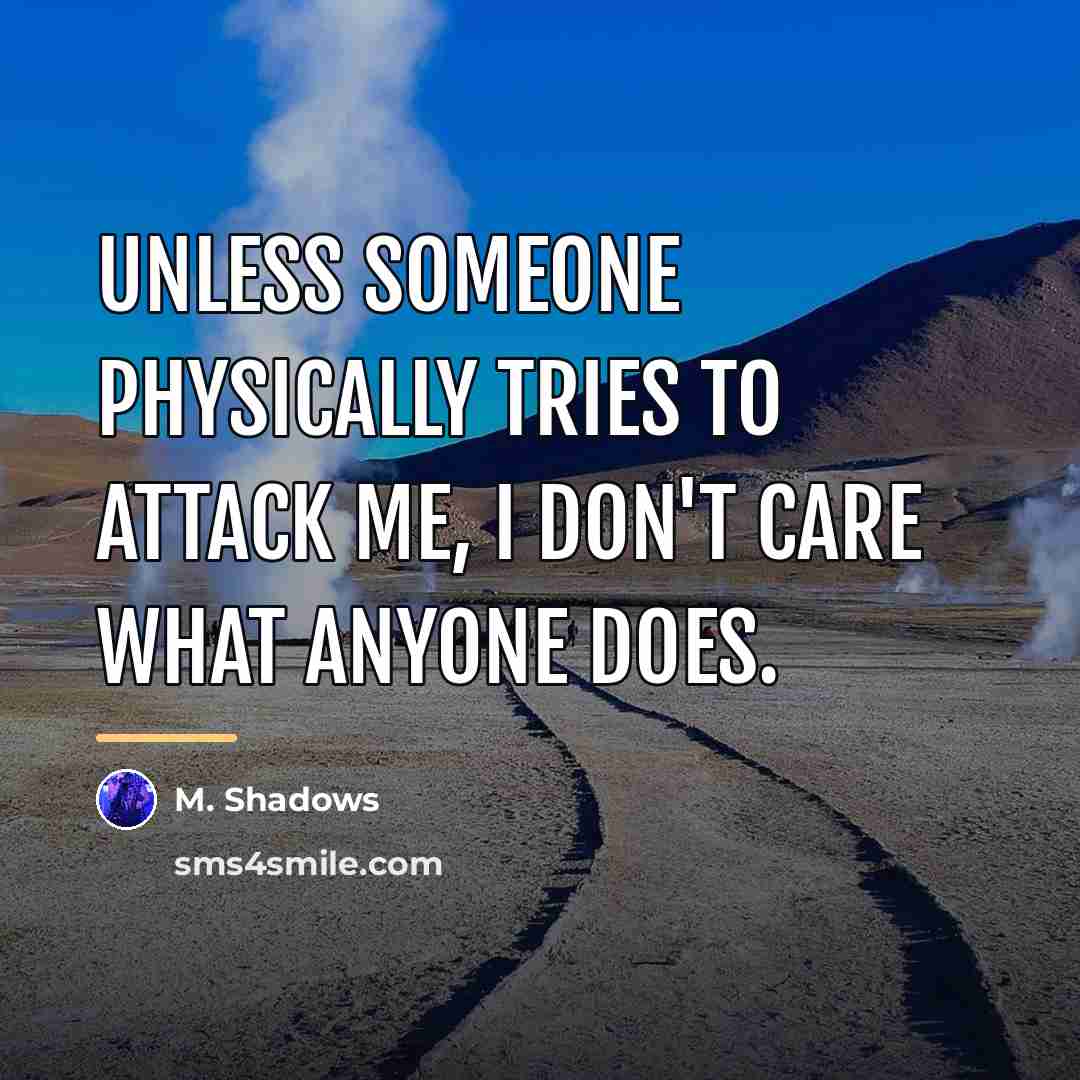 “Unless someone physically tries to attack me, I don't care…” quote by M. Shadows