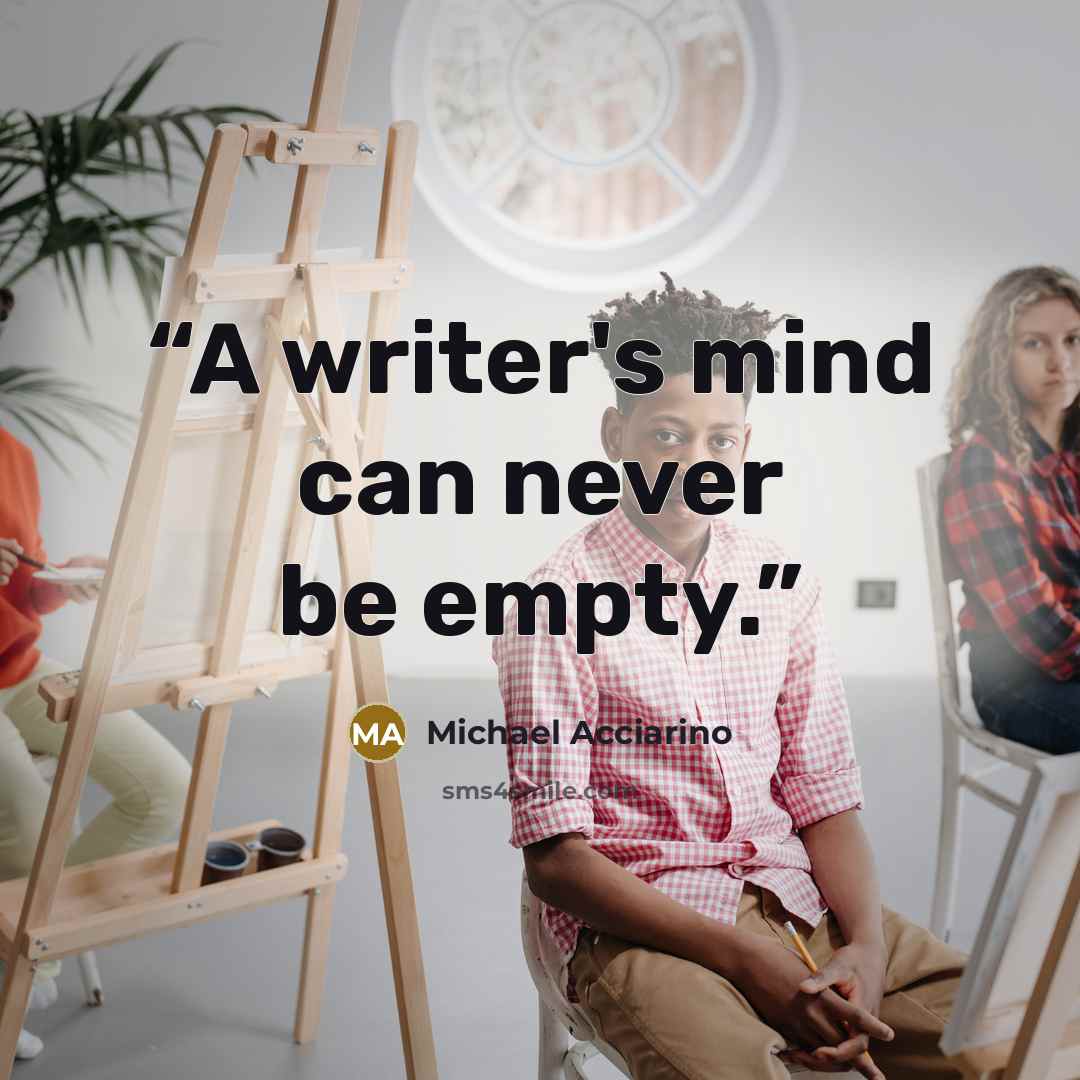 “A writer's mind can never be empty.” quote by Michael Acciarino