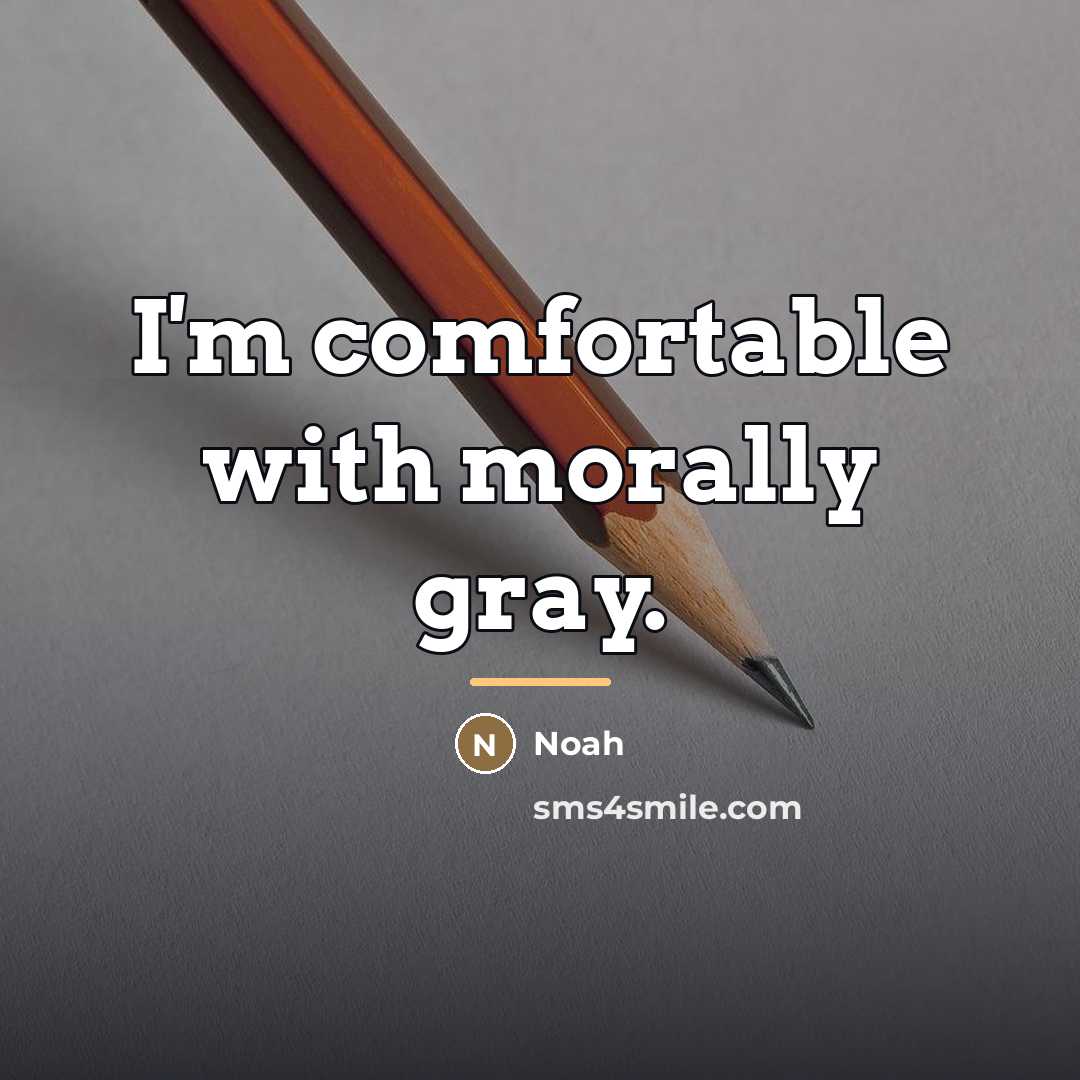“I'm comfortable with morally gray.…” quote by Noah