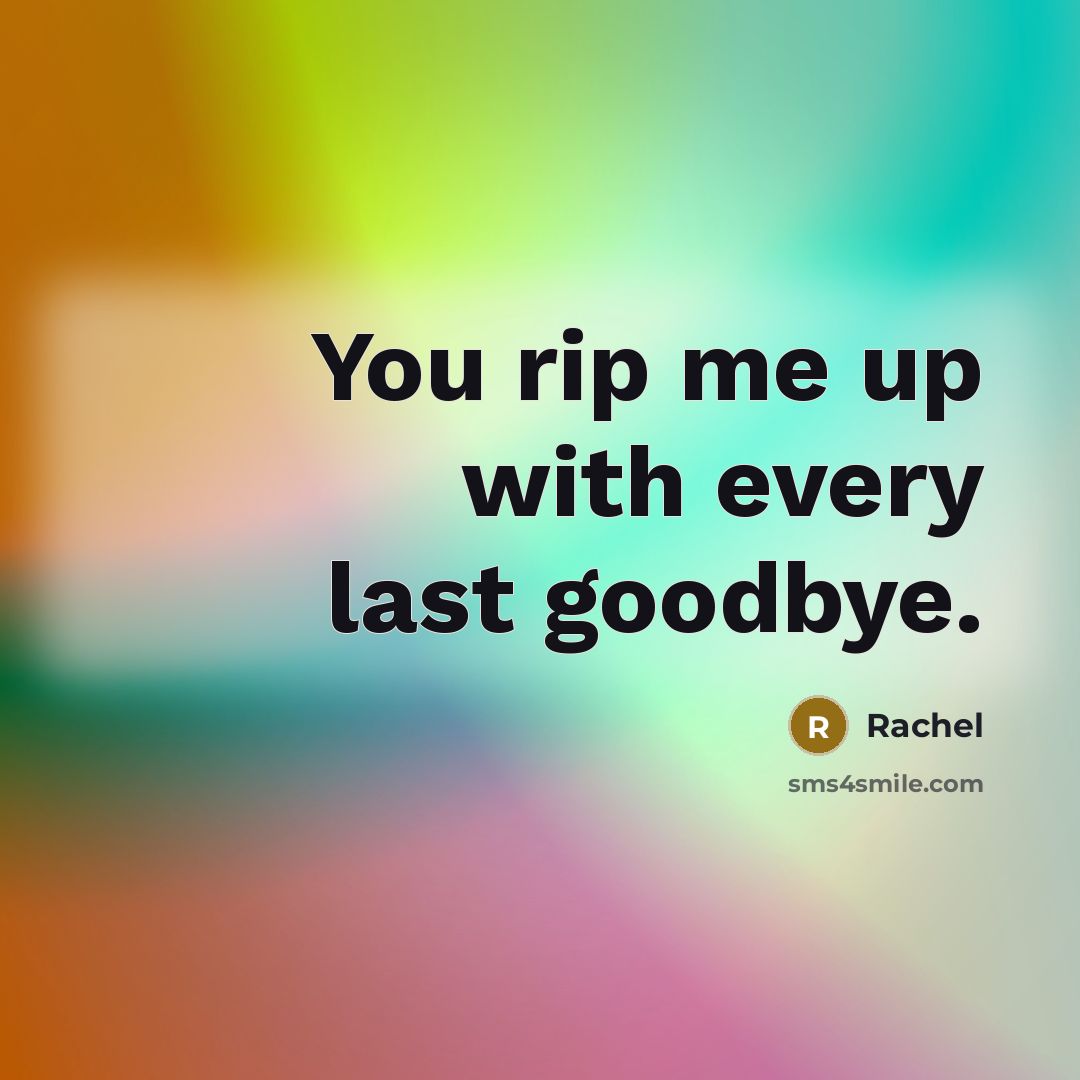 “You rip me up with every last goodbye.…” quote by Rachel