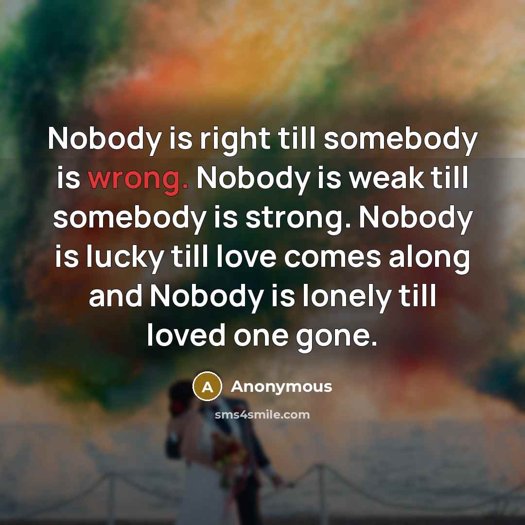 “Nobody is right till somebody is wrong. Nobody is weak…” quote by Anonymous