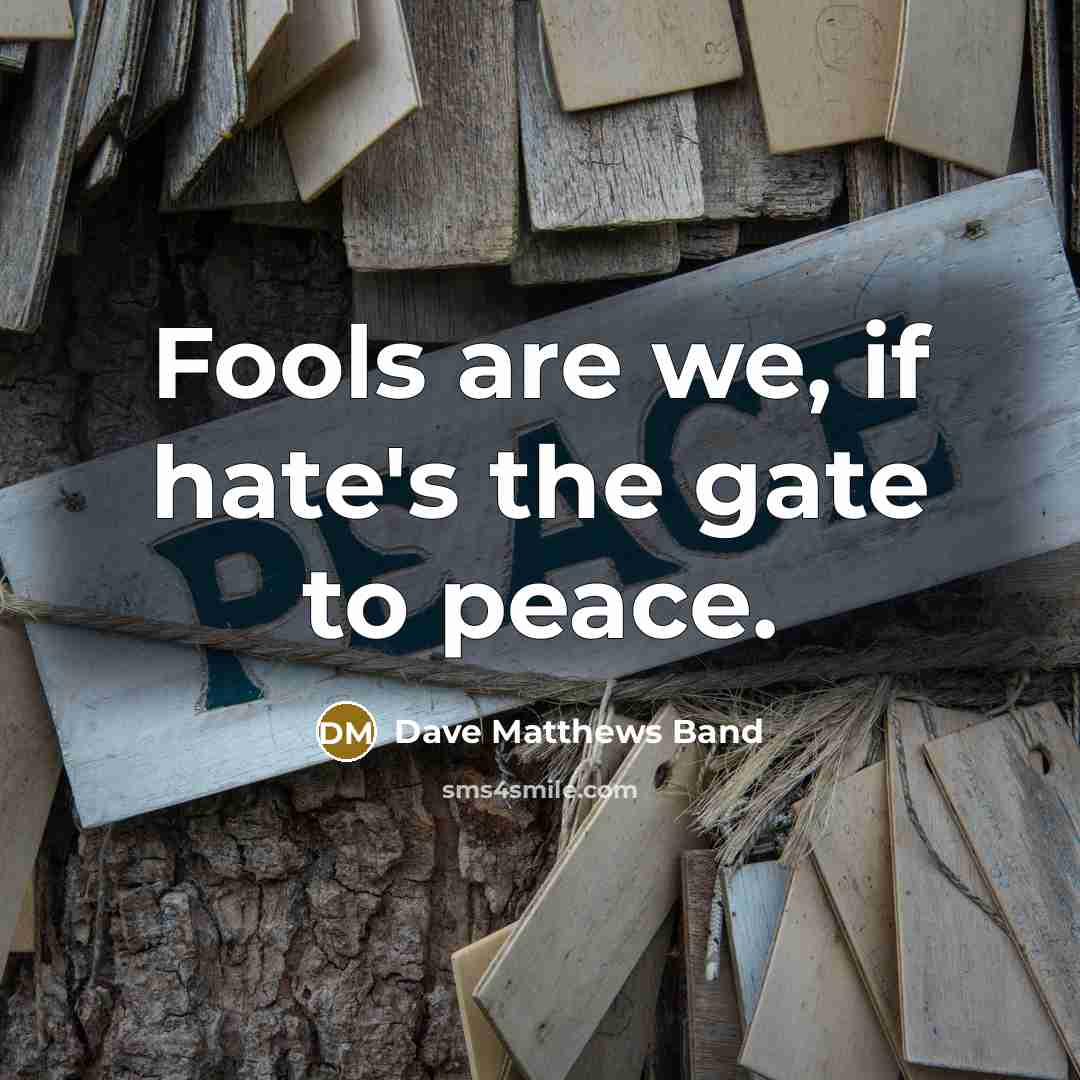 “Fools are we, if hate's the gate to peace.…” quote by Dave Matthews Band
