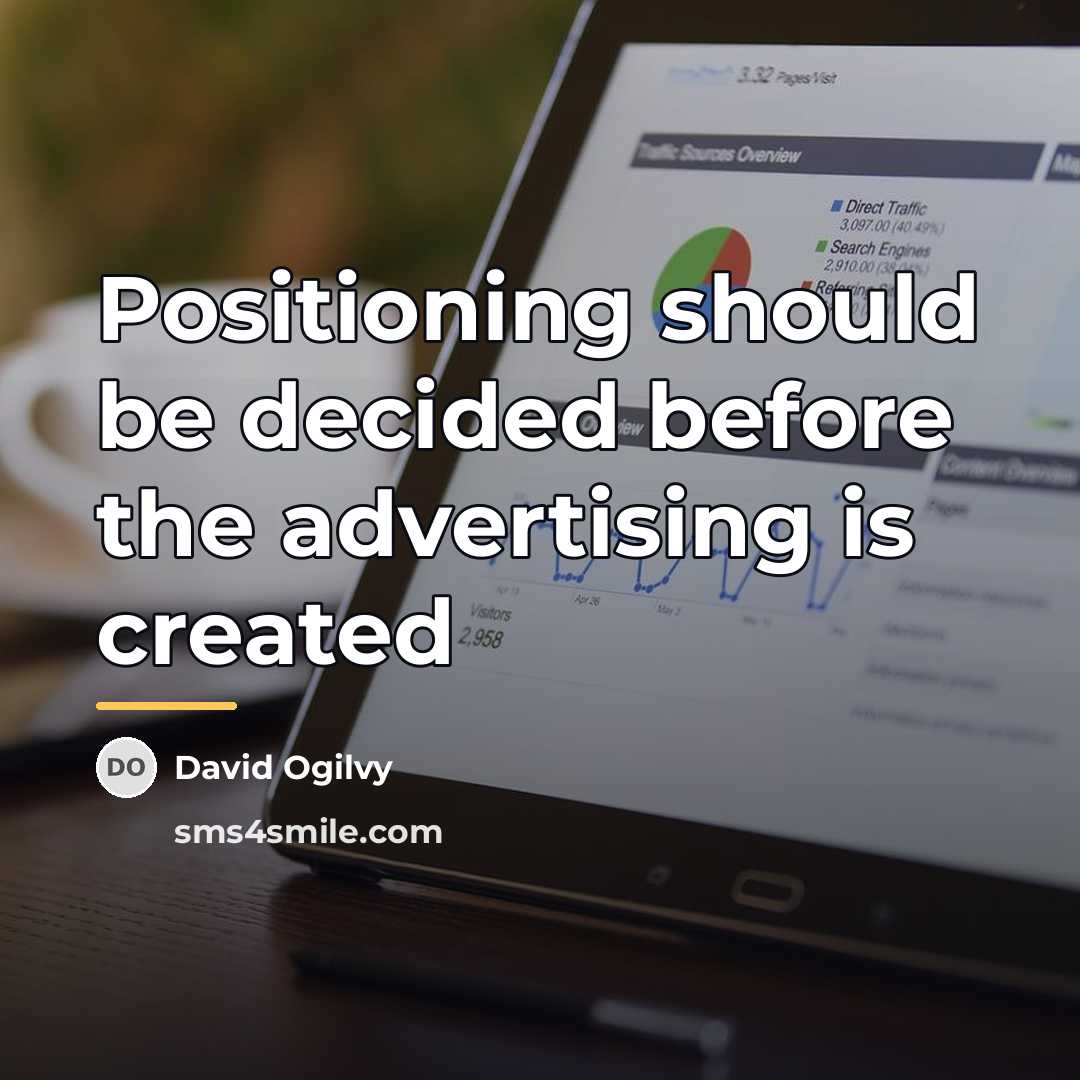 “Positioning should be decided before the advertising is created…” quote by David Ogilvy
