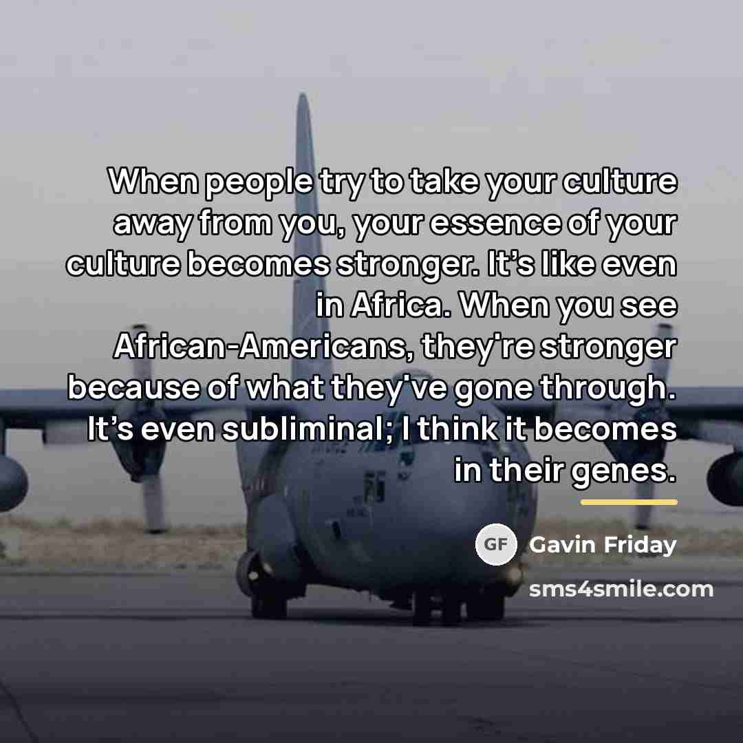 “When people try to take your culture away from you,…” quote by Gavin Friday