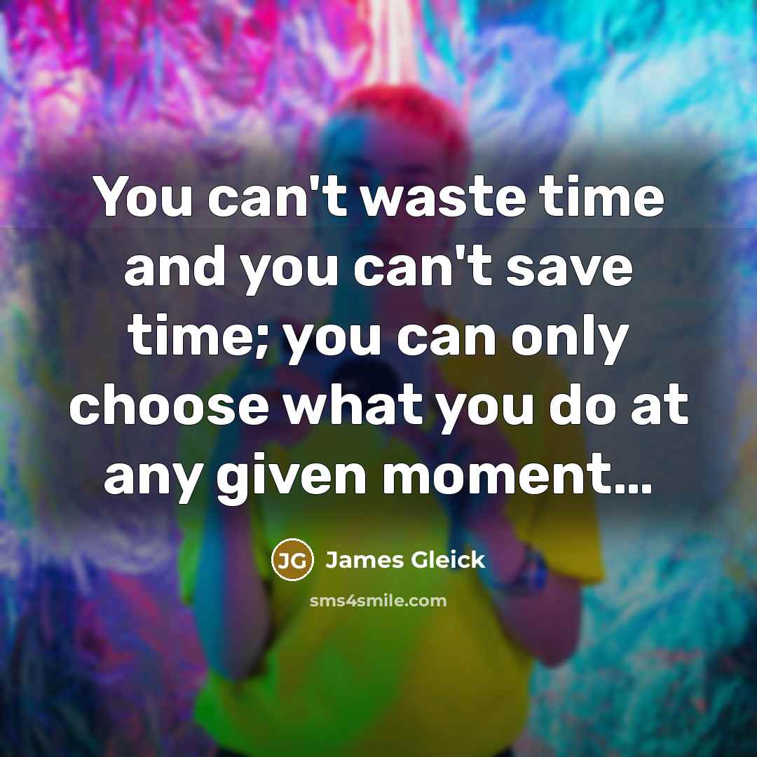 “You can't waste time and you can't save time; you…” quote by James Gleick
