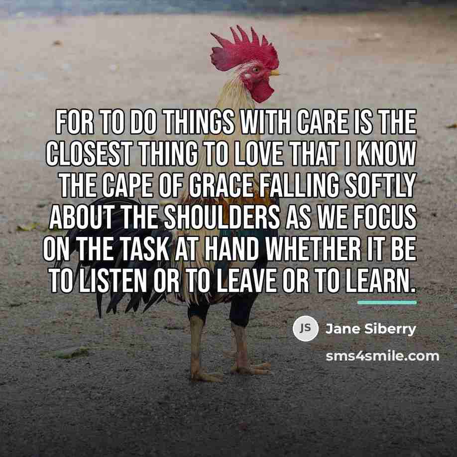 “For to do things with care is the closest thing…” quote by Jane Siberry