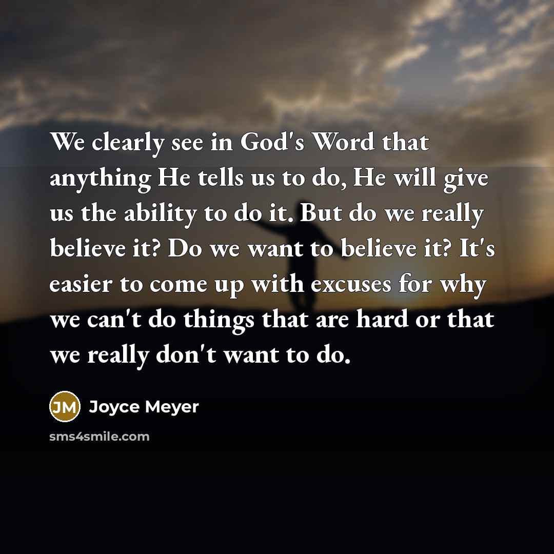 “We clearly see in God's Word that anything He tells…” quote by Joyce Meyer