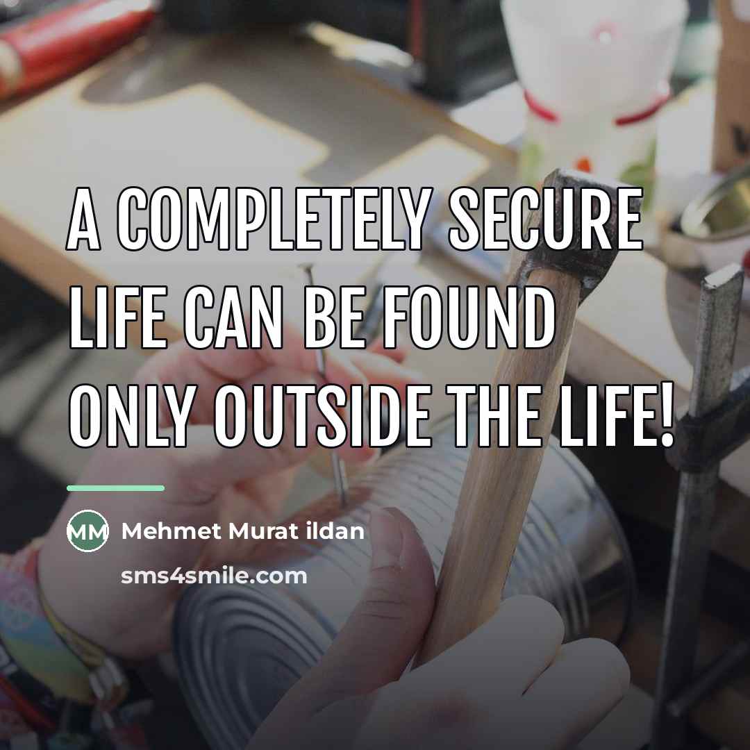 “A completely secure life can be found only outside the…” quote by Mehmet Murat Ildan