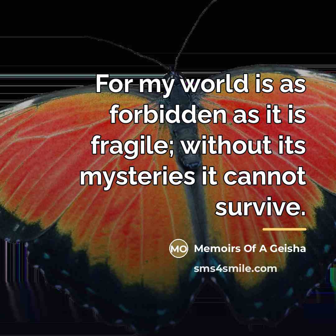 “For my world is as forbidden as it is fragile;…” quote by Memoirs Of A Geisha