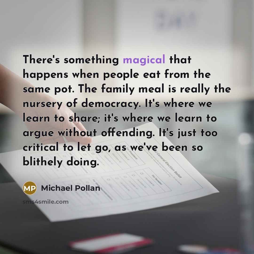 “There's something magical that happens when people eat from the…” quote by Michael Pollan