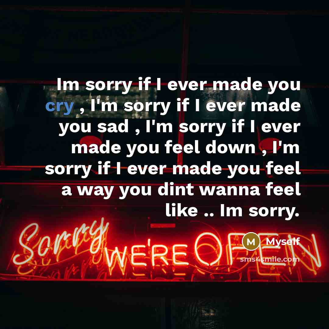 “Im sorry if I ever made you cry , I'm…” quote by Myself