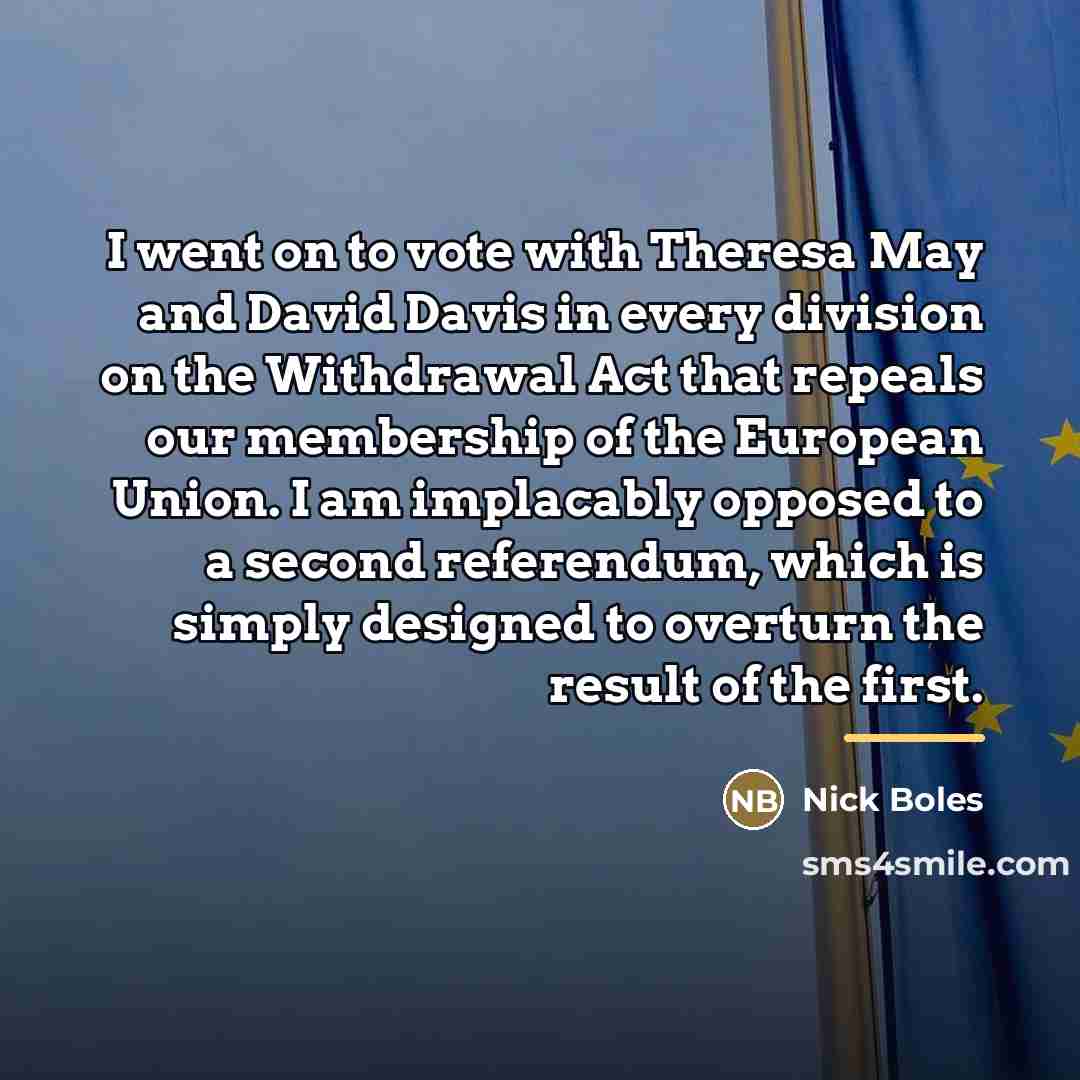 “I went on to vote with Theresa May and David…” quote by Nick Boles