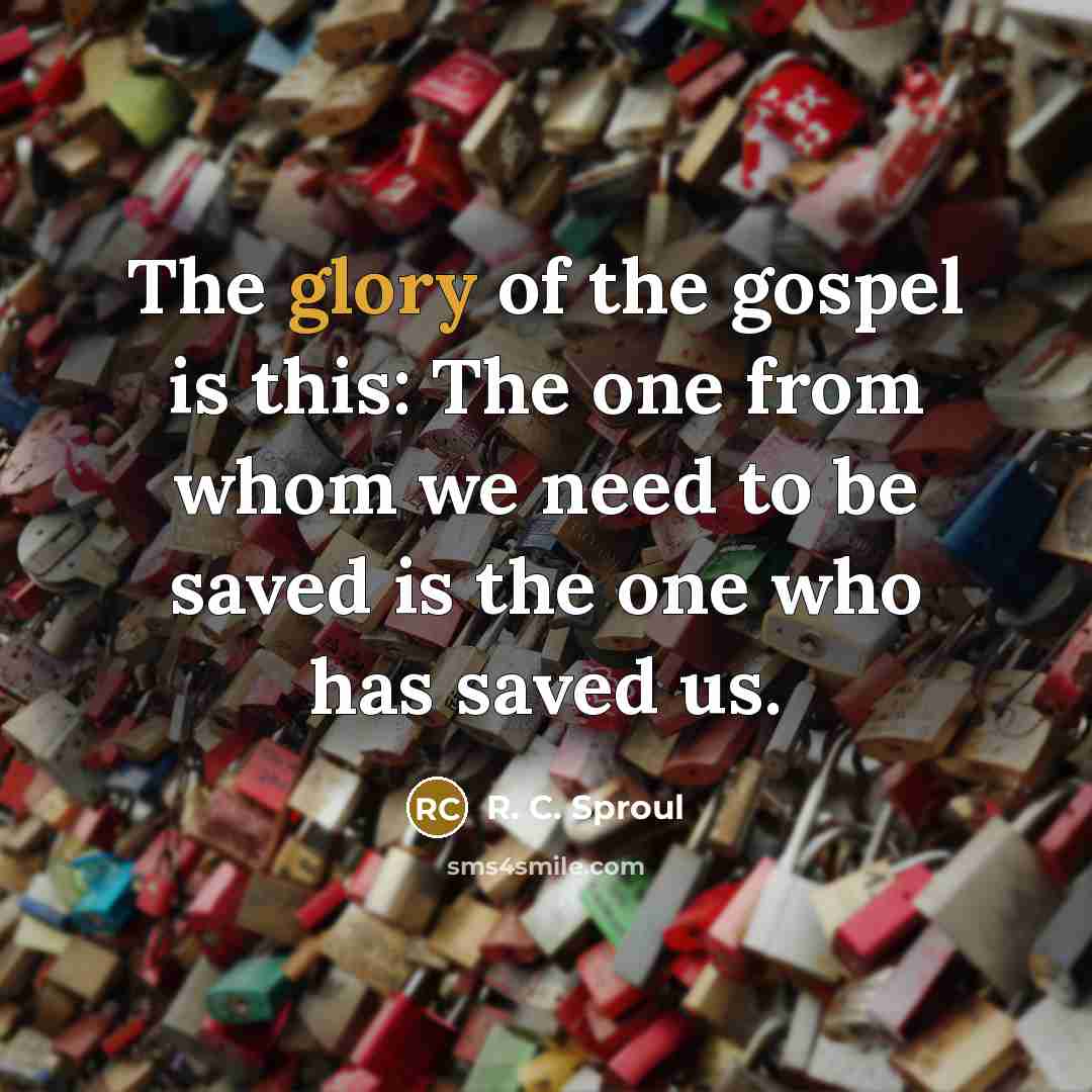 “The glory of the gospel is this: The one from…” quote by R. C. Sproul