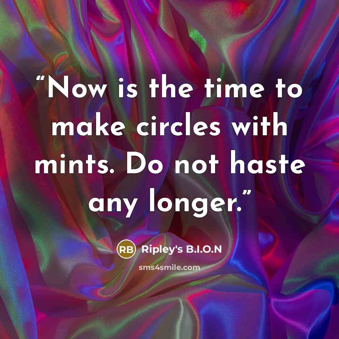 “Now is the time to make circles with mints. Do not haste any longer.” quote by Ripley's B.I.O.N