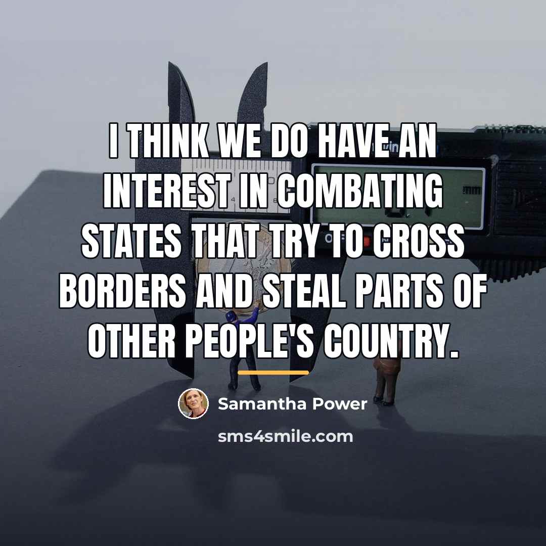 “I think we do have an interest in combating states…” quote by Samantha Power
