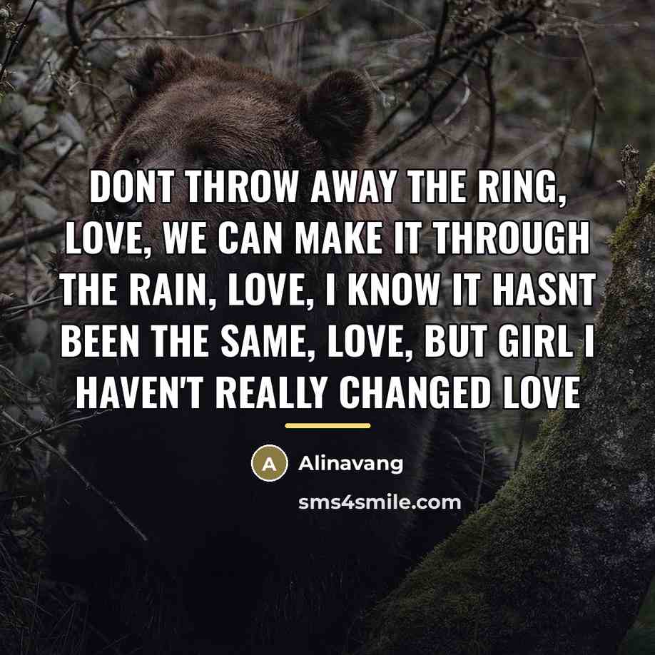“Dont throw away the ring, love, We can make it…” quote by Alinavang