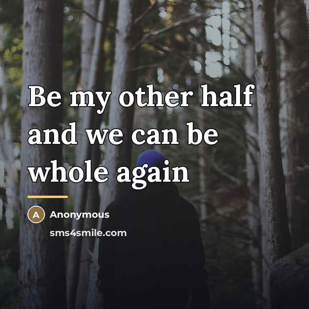 “Be my other half and we can be whole again…” quote by Anonymous