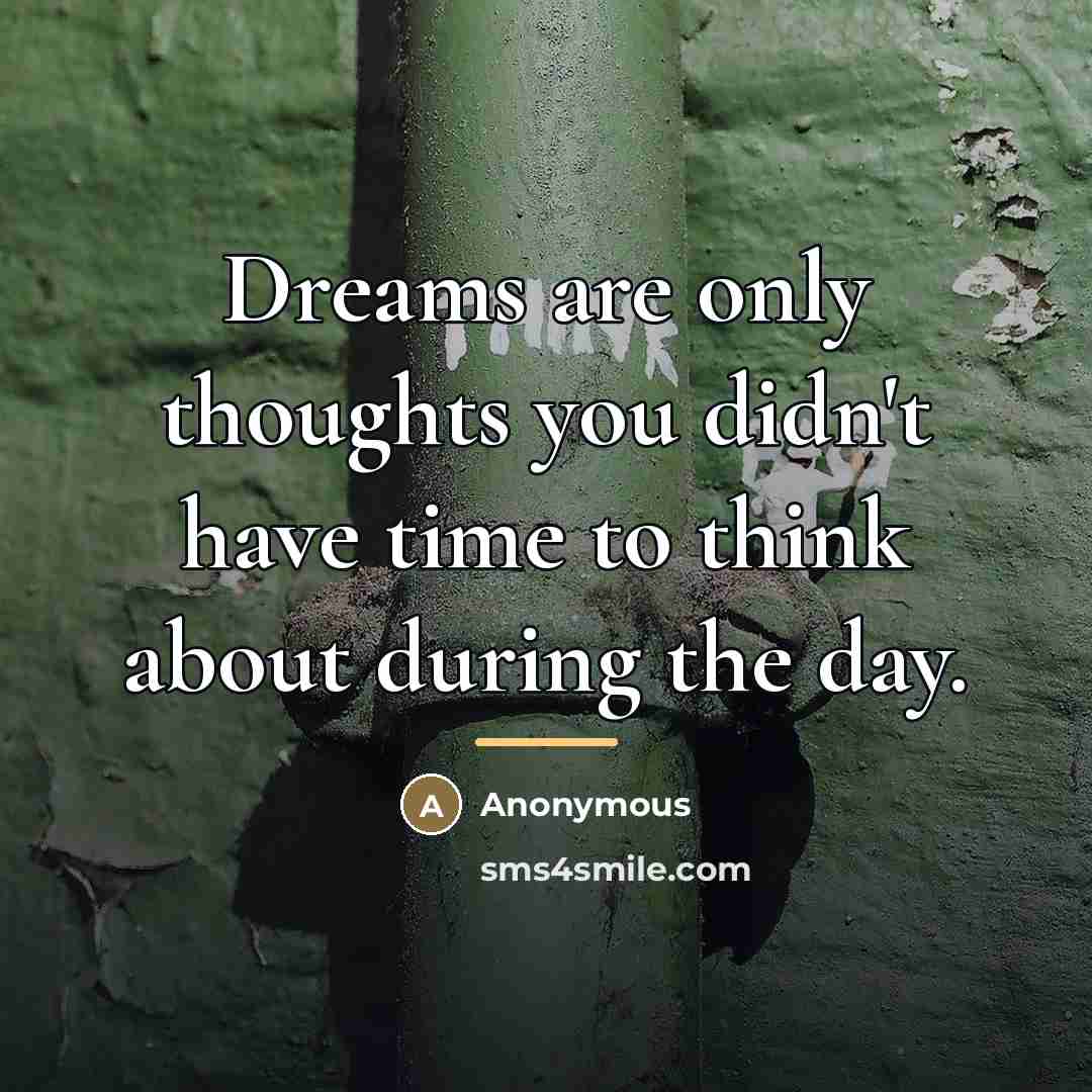 “Dreams are only thoughts you didn't have time to think…” quote by Anonymous
