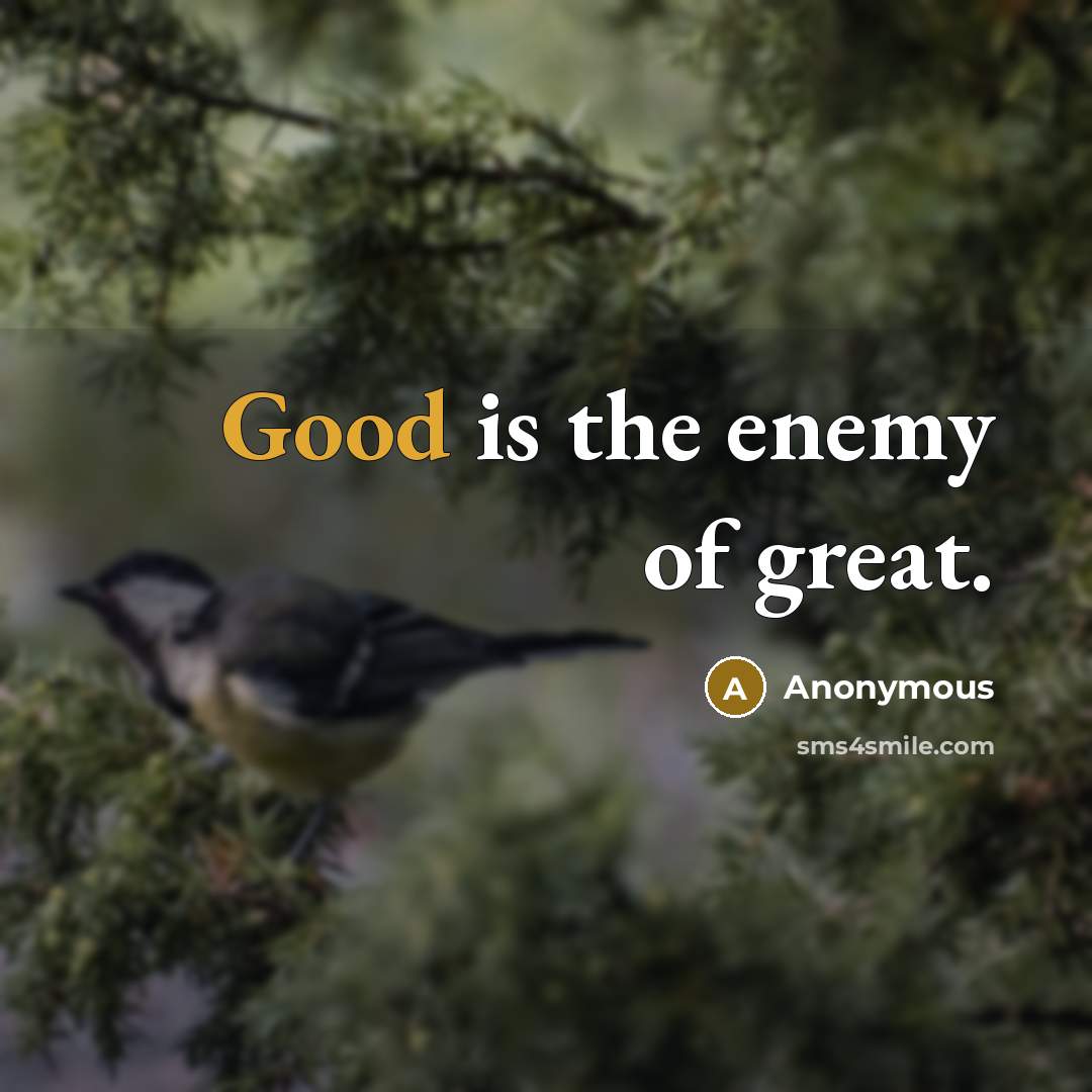 “Good is the enemy of great.…” quote by Anonymous