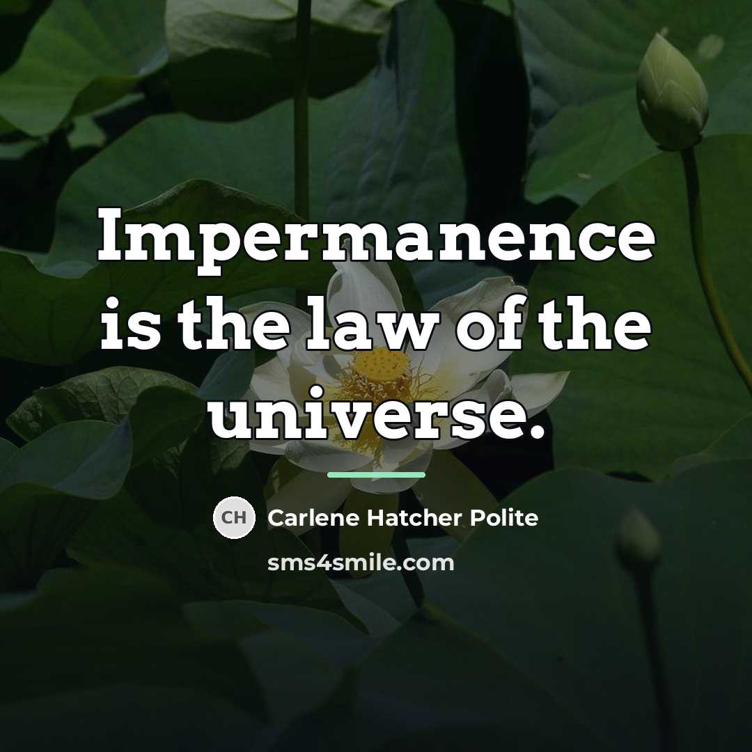“Impermanence is the law of the universe.…” quote by Carlene Hatcher Polite