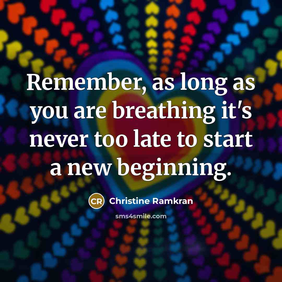 “Remember, as long as you are breathing it's never too…” quote by Christine Ramkran