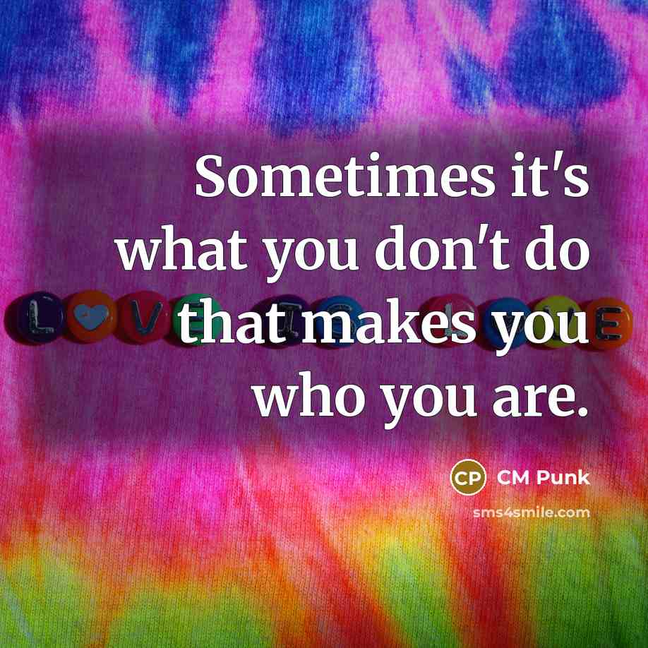 “Sometimes it's what you don't do that makes you who…” quote by CM Punk