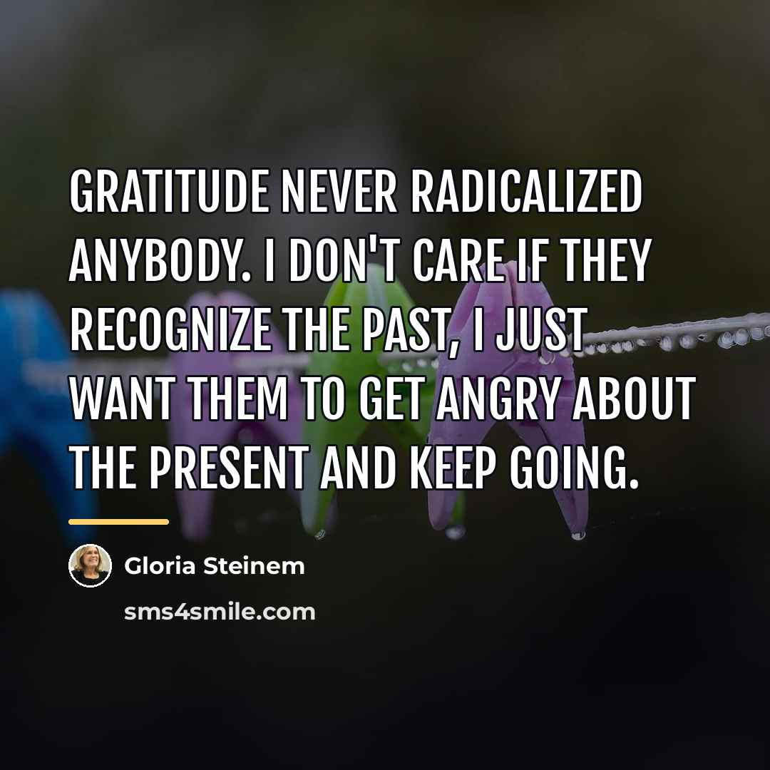 “Gratitude never radicalized anybody. I don't care if they recognize…” quote by Gloria Steinem
