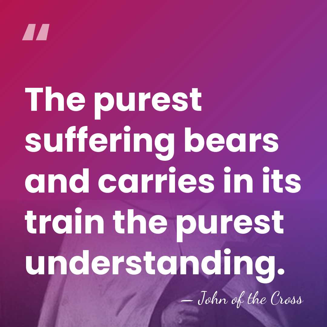 The purest suffering bears and carries in its train the purest understanding. - John of the Cross