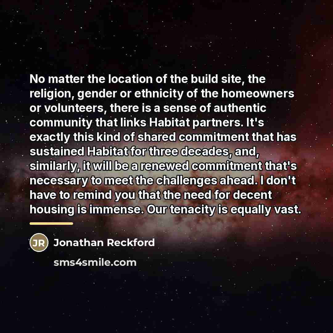 “No matter the location of the build site, the religion,…” quote by Jonathan Reckford