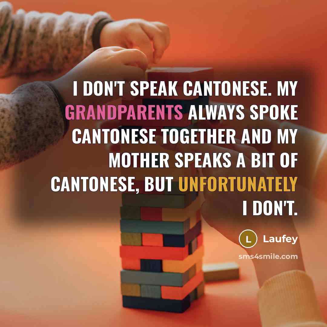 “I don't speak Cantonese. My grandparents always spoke Cantonese together and my mother speaks a bit of Cantonese, but unfortunately I don't.” quote by Laufey