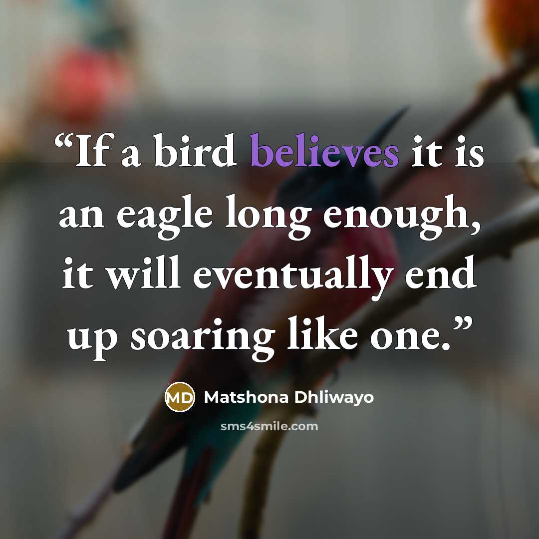 “If a bird believes it is an eagle long enough, it will eventually end up soaring like one.” quote by Matshona Dhliwayo