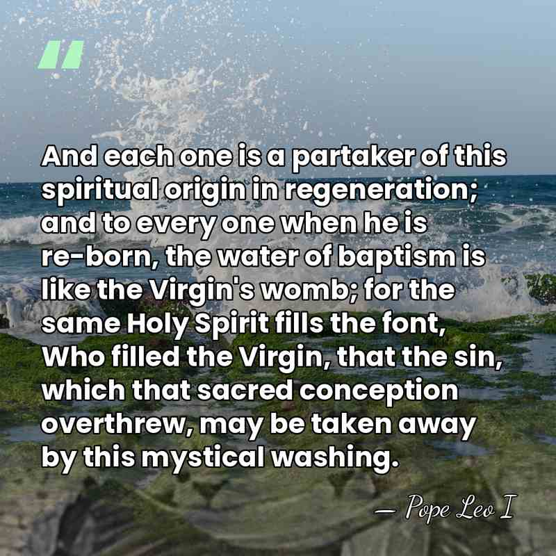And each one is a partaker of this spiritual origin in regeneration;&hellip; - Pope Leo I