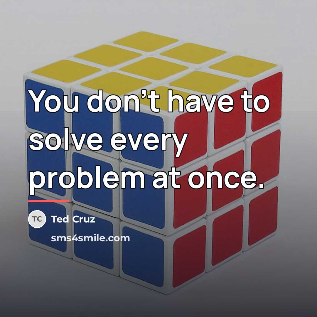 “You don't have to solve every problem at once.…” quote by Ted Cruz