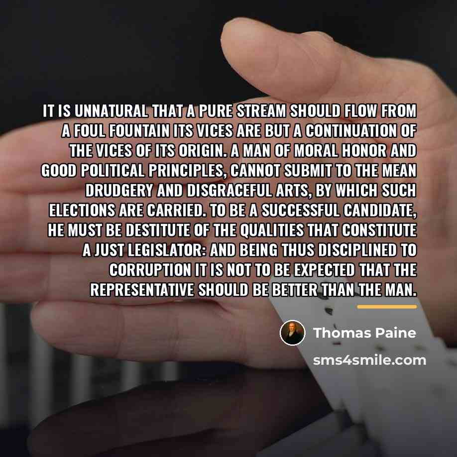 “It is unnatural that a pure stream should flow from…” quote by Thomas Paine