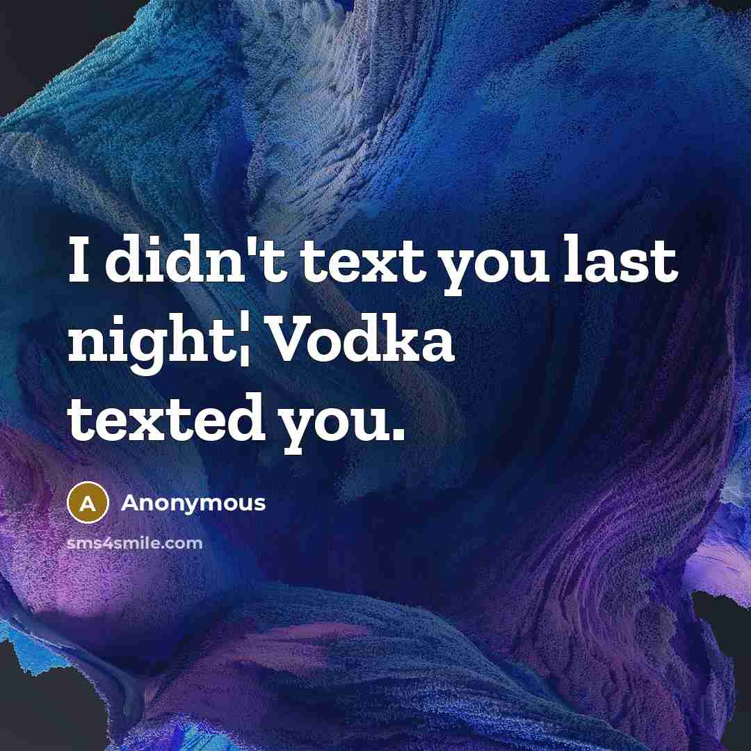 “I didn't text you last night¦ Vodka texted you.…” quote by Anonymous