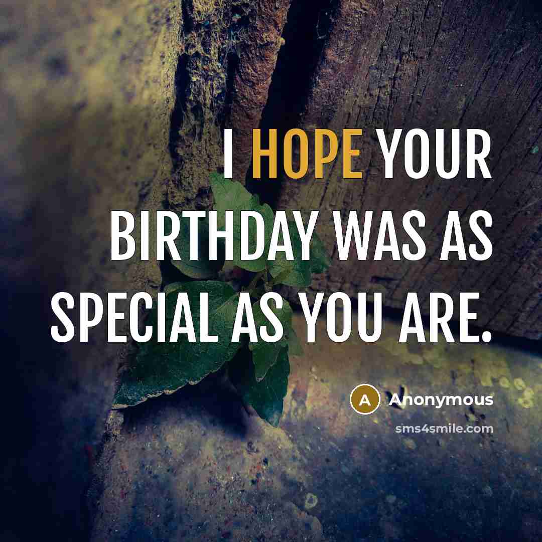 “I hope your birthday was as special as you are.…” quote by Anonymous