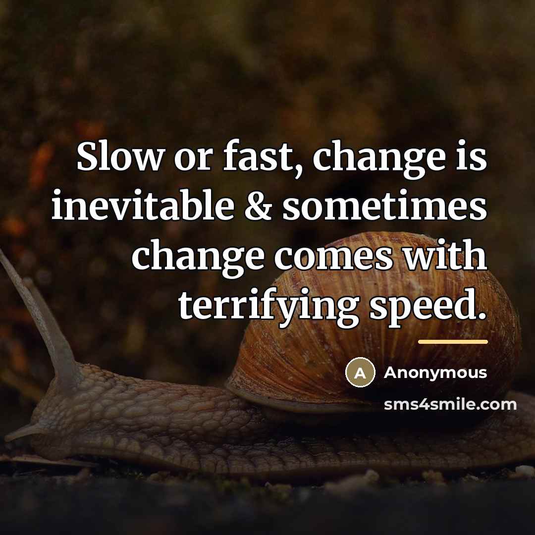“Slow or fast, change is inevitable & sometimes change comes…” quote by Anonymous