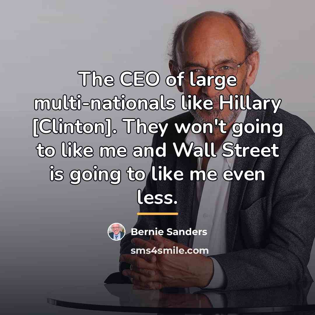 “The CEO of large multi-nationals like Hillary [Clinton]. They won't…” quote by Bernie Sanders